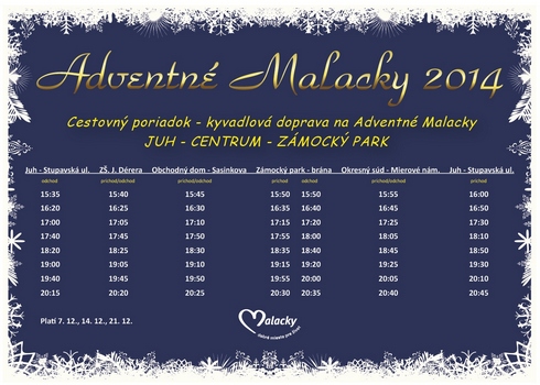 Adventné Malacky 2014 - cestovný poriadok